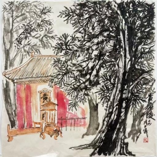 2023级学生周甲仪作品《柏护黄陵》